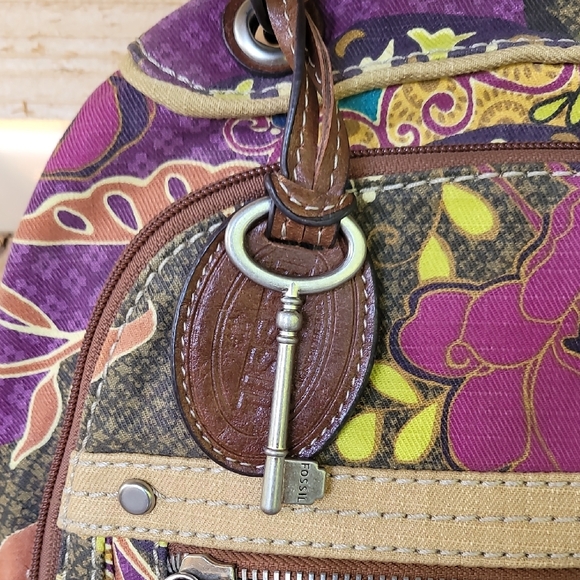 Fossil Bag/Backpack Bag. Vibrant Colorful Bag Leather & Canvas - Picture 4 of 15